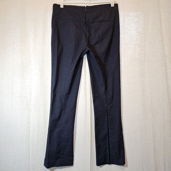Corey Lynn Calter Slacks Navy Blue Gold Flecks Back Zipper Slit Pockets Size 6 - Picture 4 of 7